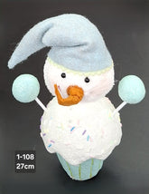 Om de Zăpadă Decorativ în Formă de Brioșă Albastră - 27cm